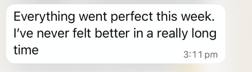 Client testimonial message