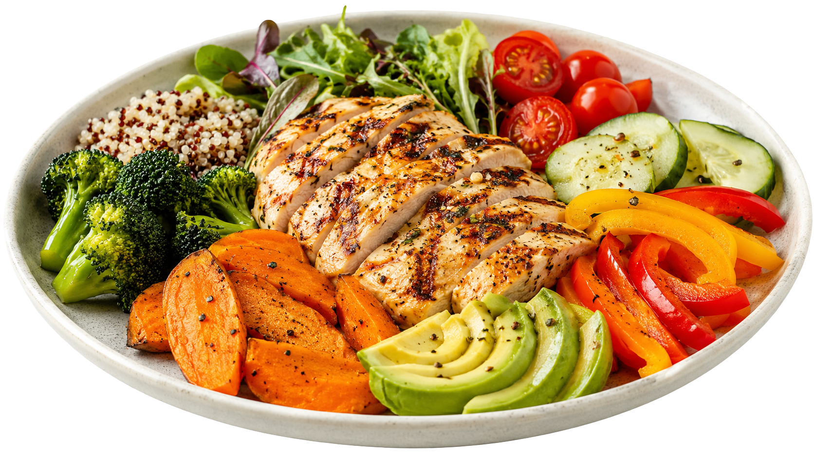 A custom nutrition plan of grilled chicken and vegetables