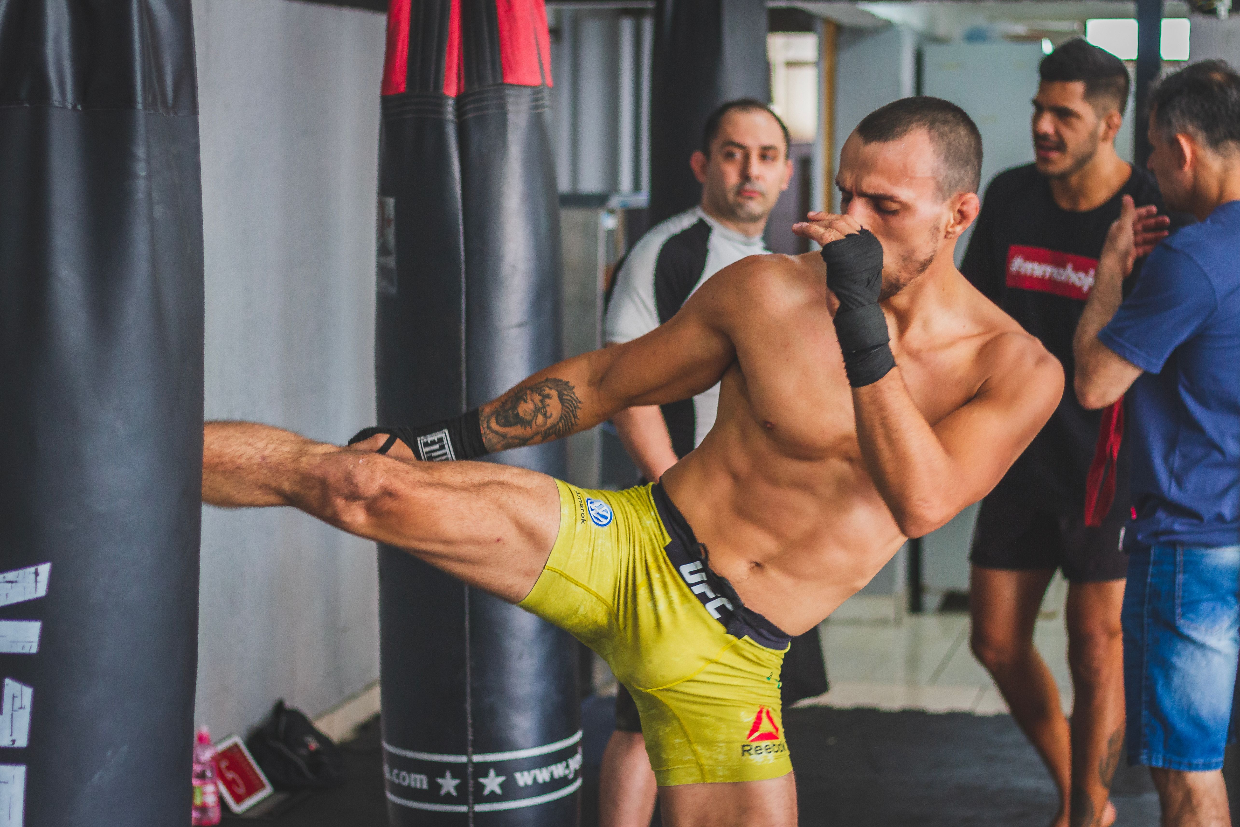 Fighter training in the gym