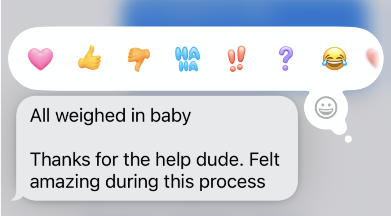 Client testimonial message